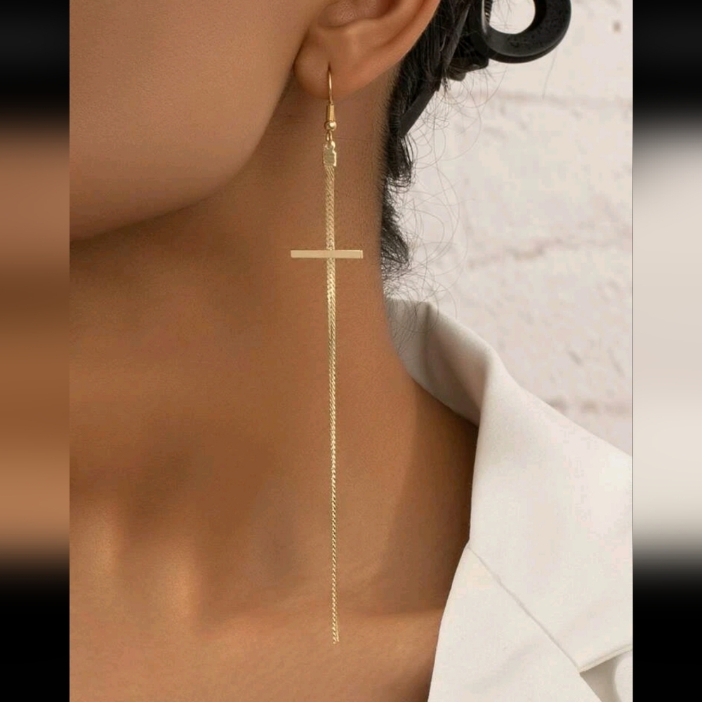 Cross drop earrings